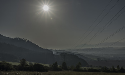 View near Ruzomberok town with big hill
