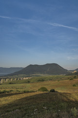 Obraz premium View near Ruzomberok town with highway bridge