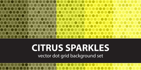 Polka dot pattern set Citrus Sparkles. Vector seamless geometric dot backgrounds
