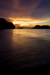 Beach sunset at Bako national park Borneo