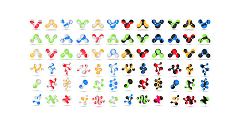 Set of minimal geometric multicolor symbol set shapes. Trendy icons and logotypes. Business signs symbols, labels, badges, frames and borders