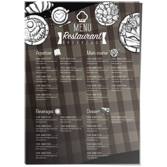 menu breakfast food restaurant template design hand drawing graphic 