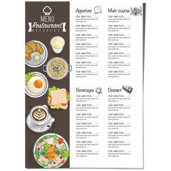 menu breakfast food restaurant template design hand drawing graphic 
