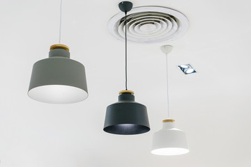 Loft pendant light, Hanging lamp on white background.Elements of interior. Modern interior Concept.