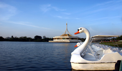 duck boat on water and bluesky © kittisak