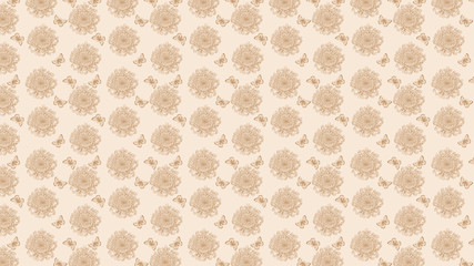 chrysanthemum flower pattern by hand drawing.Wallpaper art highly detailed in line art style.Flower pattern for batik cloth.