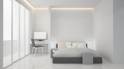 The interior bedroom space furniture 3d rendering and background decoration in hotel