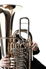 Obraz premium Tuba brass instrument. Wind music