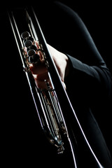 Trumpet player. Trumpeter music playing jazz