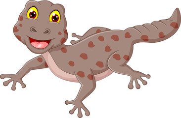 cute baby gecko cartoon smiling