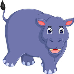 cute hippo cartoon walking with smile