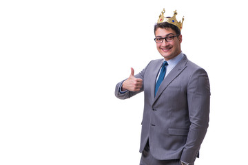 King businessman isolated on white background