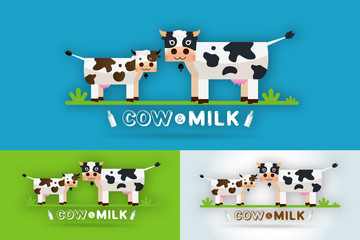 Cow Milk Farm Logo design vector template