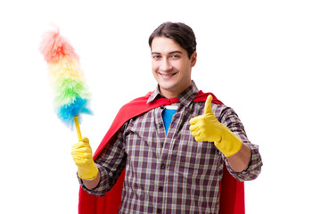 Super hero cleaner isolated on white