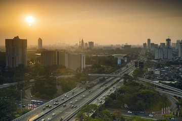 Fototapeta premium Road junction of Semanggi in the downtown