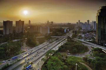 Fototapeta na wymiar Highway interchange of Semanggi at Jakarta
