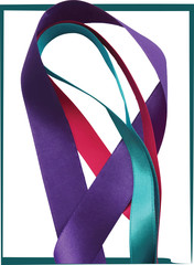 Colorful ribbons over white background, design element.