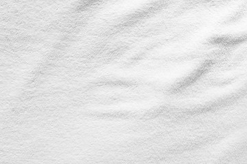 White towel texture for background. That fabric or textile consist of cotton fiber material. Look plush, fluffy, dry, soft and clean. For background about baby, spa, hotel, laundry and hygiene etc. - obrazy, fototapety, plakaty