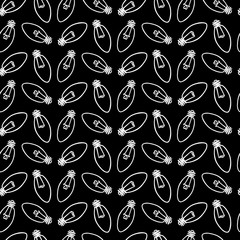 Lamp, light bulb with heart seamless pattern design. Hand drawn doodle light bulb icon. Concept of big idea inspiration, innovation, love. Vector illustration. Idea and love symbol. Sketch.  