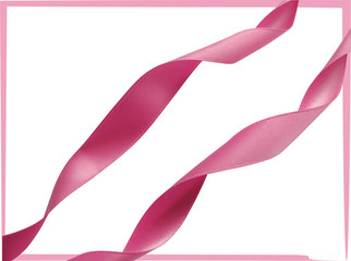 Pink ribbon over white background, design element.