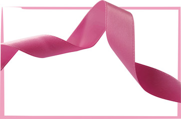 Pink ribbon over white background, design element.