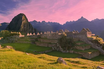 Fotobehang Machu Picchu 1407834 Pink sunrise light over machu picchu