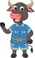 Funny bull cartoon dancing with smiling