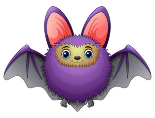 Cute bat cartoon flying