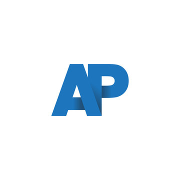 Initial letter logo AP, overlapping fold logo, blue color

