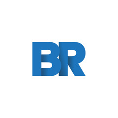 Initial letter logo BR, overlapping fold logo, blue color