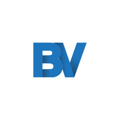 Initial letter logo BV, overlapping fold logo, blue color