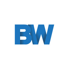 Initial letter logo BW, overlapping fold logo, blue color