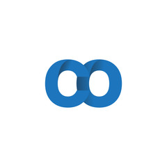 Fototapeta na wymiar Initial letter logo CO, overlapping fold logo, blue color