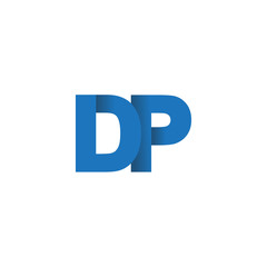 Initial letter logo DP, overlapping fold logo, blue color