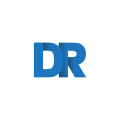 Initial letter logo DR, overlapping fold logo, blue color