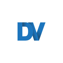 Initial letter logo DV, overlapping fold logo, blue color