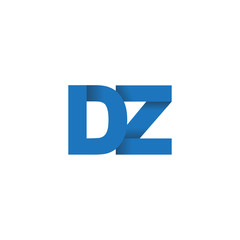 Initial letter logo DZ, overlapping fold logo, blue color