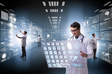 Concept of telemedicine with male doctor