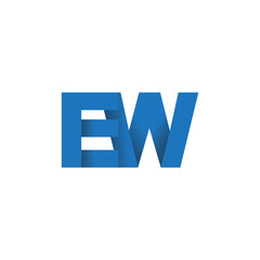 Initial letter logo EW, overlapping fold logo, blue color