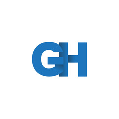 Initial letter logo GH, overlapping fold logo, blue color