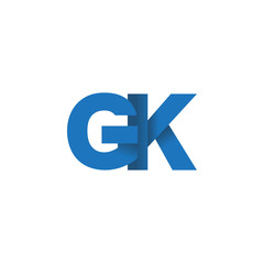 Obraz premium Initial letter logo GK, overlapping fold logo, blue color