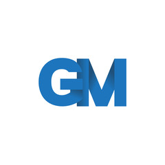 Initial letter logo GM, overlapping fold logo, blue color