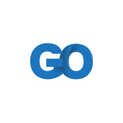 Initial letter logo GO, overlapping fold logo, blue color