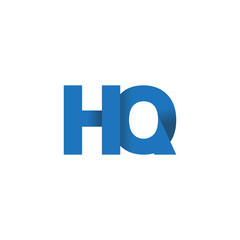Initial letter logo HQ, overlapping fold logo, blue color