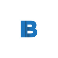 Initial letter logo IB, overlapping fold logo, blue color