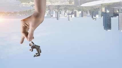 Hand of help and protection . Mixed media