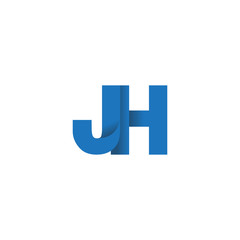 Initial letter logo JH, overlapping fold logo, blue color

