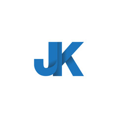 Initial letter logo JK, overlapping fold logo, blue color

