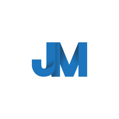 Initial letter logo JM, overlapping fold logo, blue color

