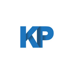 Initial letter logo KP, overlapping fold logo, blue color